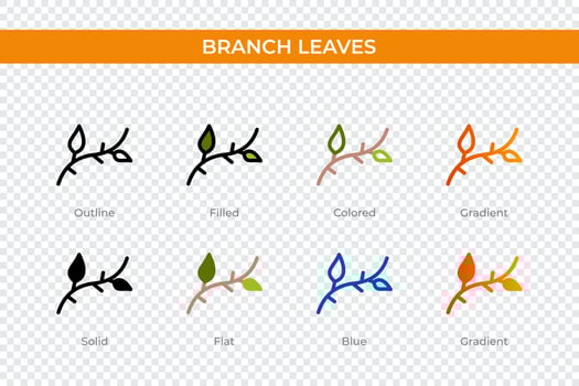 branch leaves icon in different style. branch leaves vector icons designed in outline, solid, colored, filled, gradient, and flat style. Symbol, logo illustration. Vector illustration