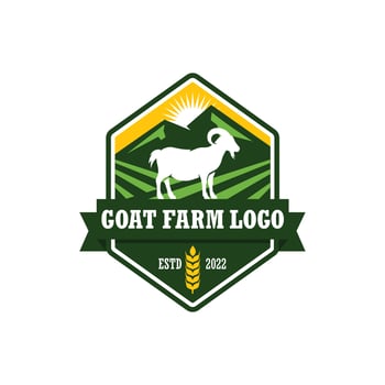 Goat farm logo vector. Cattle farm logo vector