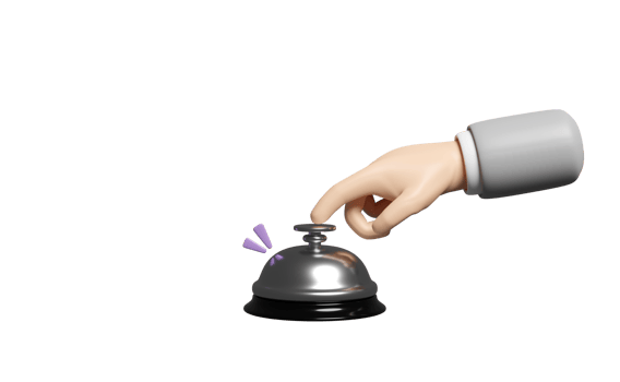 3d hands pushing on the service bell icon set isolated. 3d render illustration png