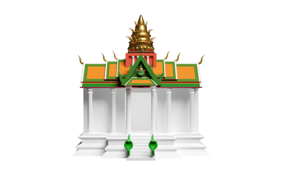 3d thai temple, castle with giant head and snake isolated. 3d render illustration png