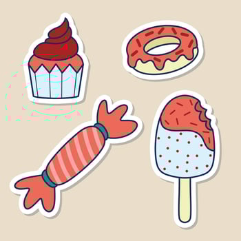 Cute Dessert Stickers Pack vector