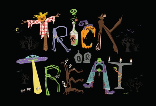 Trick or Treat Rough Geometric Style Lettering vector