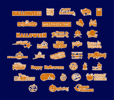 vector set with Halloween illustrations Smiling and funny characters