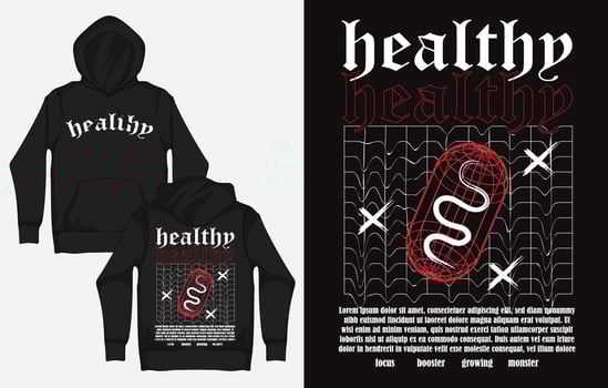 Hoodies with Character Streetwear Design, Pills, Healthy vector