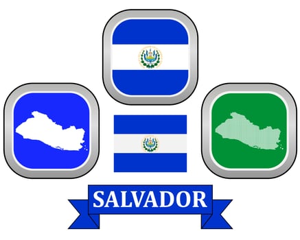 map button and flag of map Salvador symbol on a white background vector