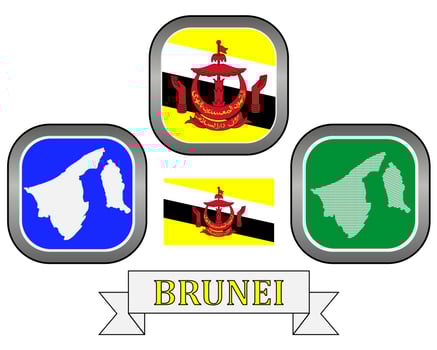 map button and flag of Brunei symbol on a white background vector