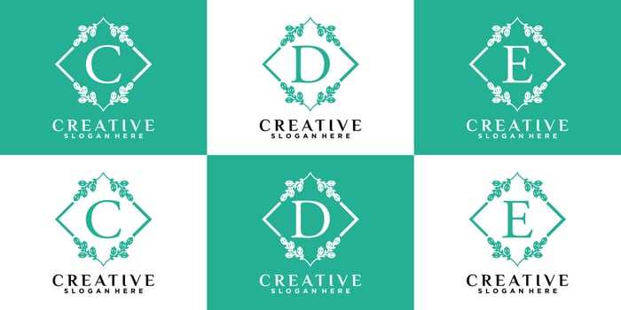 Monogram logo design initial latter CDE with style and creative concept vector