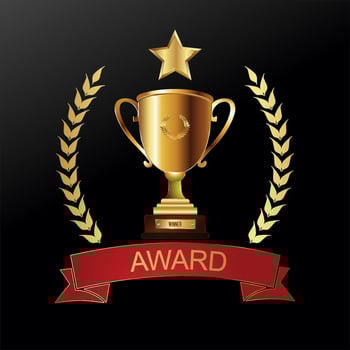Trophy and awards laurel wreath golden collection vector