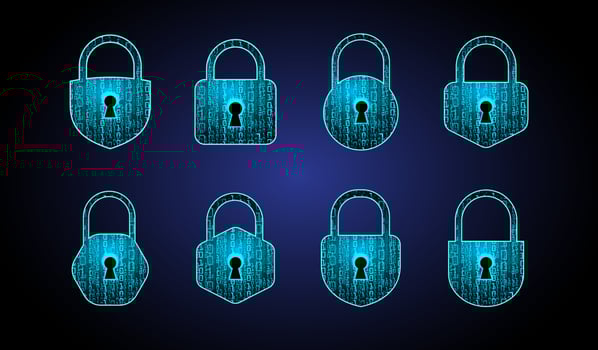 Set of blue hi-tech padlocks vector