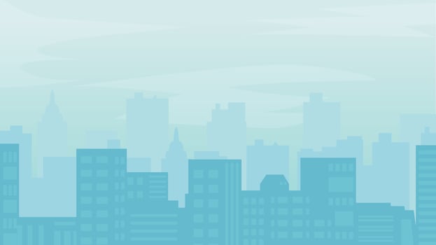 Morning city skyline silhouette in flat style. modern urban landscape vector