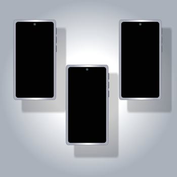 Silver phone photo frame vector