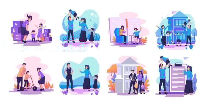 family education flat style illustration pack vector