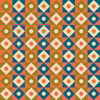 Aesthetic mid century printable seamless pattern with retro design. Decorative 50s, 60s, 70s style Vintage modern background in minimalist mid century style for fabric, wallpaper or wrapping vector