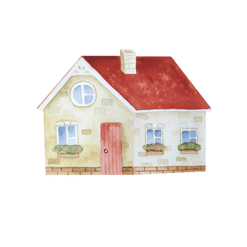 Watercolor house in hands png