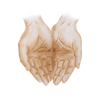 Watercolor open hands png