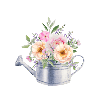 Watercolor flowers bouquet wih roses and herbs png