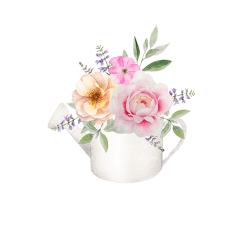 Watercolor flowers bouquet wih roses and herbs png