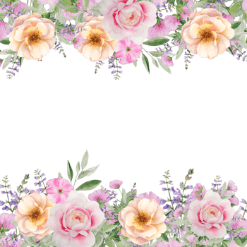 Watercolor flowers and herbs frame png