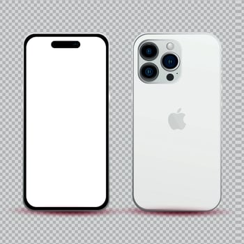 Realistic mockup without background white mobile phone - Vector