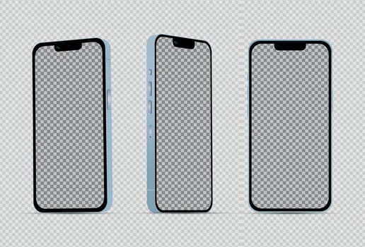 Realistic mockup without background blue mobile phone - Vector