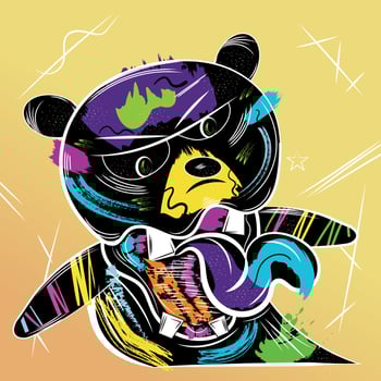 Isolated abstract retro bear grafitti monster Vector illustration