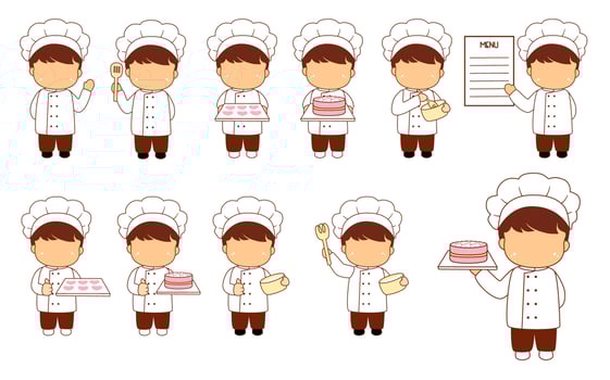 cute and kawaii chef collection vector