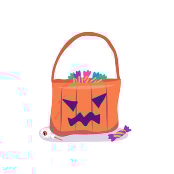 Halloween bag with candy illustration vector