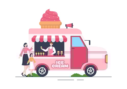 Ice Cream Store Template Hand Drawn Cartoon Flat Illustration with Delicious Dessert and Various Flavors Design vector