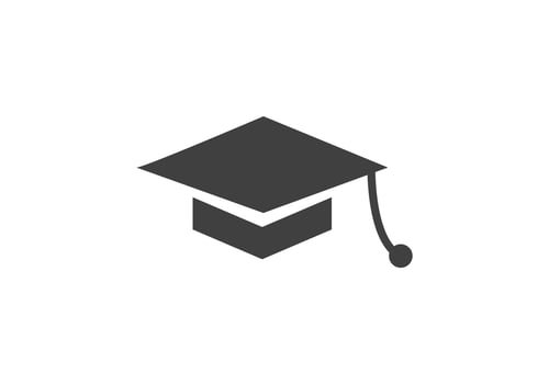 Graduation hat cap flat icon. Graduation university square cap icon isolated on white background vector
