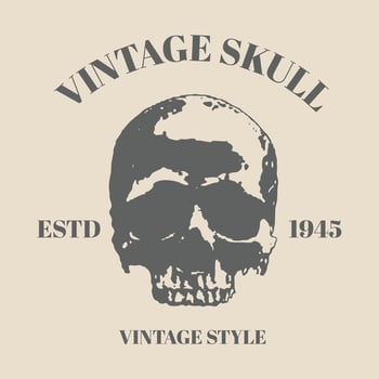 Logo skull with Vintage style  emblem and logo. Vector illustration template design