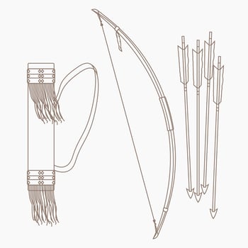 Editable Isolated Native American Archery Tools Vector Illustration in Outline Style for Traditional Culture and History Related Design