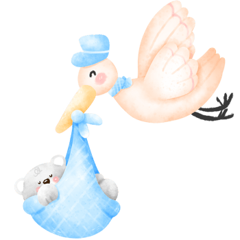 Delivery bird and baby bear png