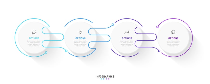 Vector Infographic label design template with icons and 4 options or steps. Can be used for process diagram, presentations, workflow layout, banner, flow chart, info graph.
