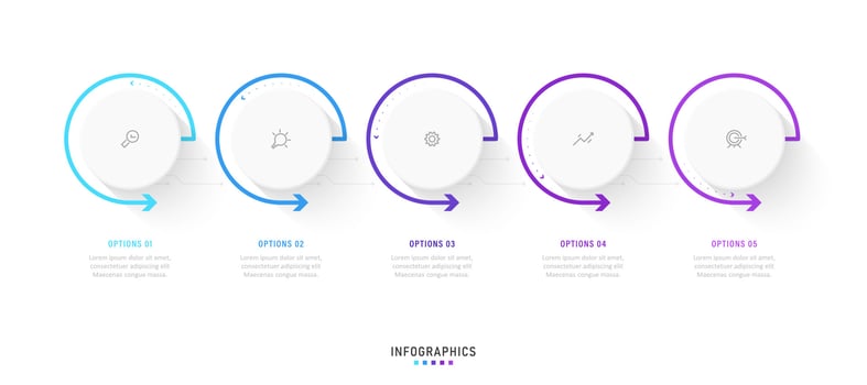 Vector Infographic label design template with icons and 5 options or steps. Can be used for process diagram, presentations, workflow layout, banner, flow chart, info graph.