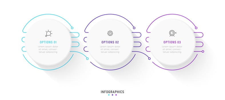 Vector Infographic label design template with icons and 3 options or steps. Can be used for process diagram, presentations, workflow layout, banner, flow chart, info graph.