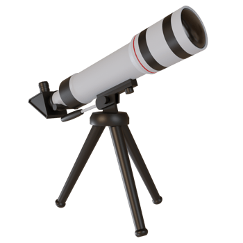 3d telescope, a tool used to see stars and distant objects, png file