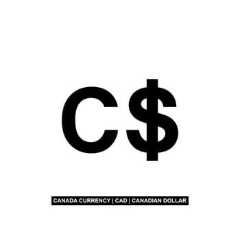 Canada Currency, CAD, Canadian Dollar Icon Symbol. Vector Illustration