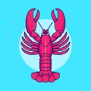 cute lobster drawing vector cartoon illustration