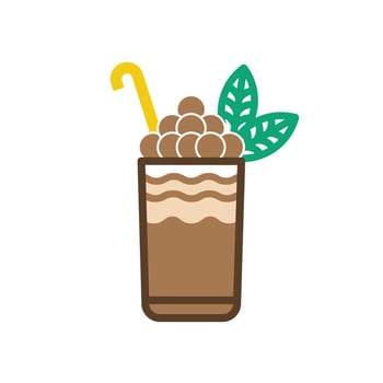 Pearl milk tea glass, Vector, Icon, Illustration. vector
