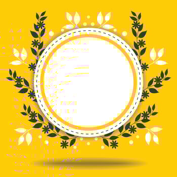 ornamental floral round frame design vector