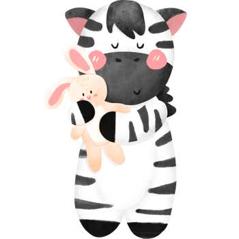 Sleepy Zebra with bunny png
