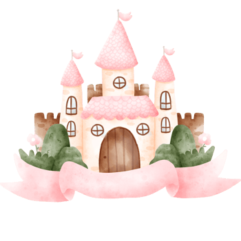 Castle and banner watercolor png