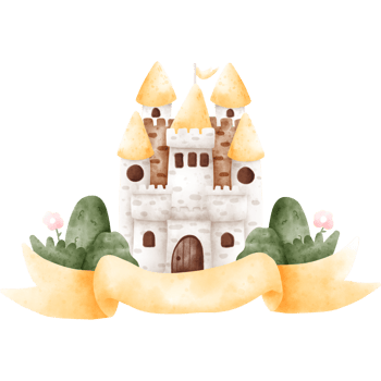 Castle and banner watercolor png