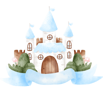 Castle and banner watercolor png