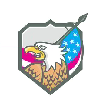 American Bald Eagle Flag Spear Retro vector