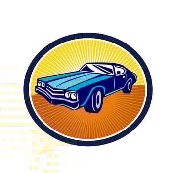 American Vintage Muscle Car Rear Retro vector