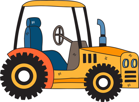 Hand Drawn cute yellow tractor illustration png