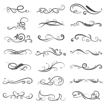 Calligraphic swirl border elements vector