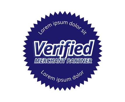 Circle blue  Verified Merchant  Logo Badge vector