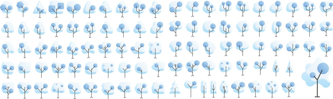 Vector Flat icons collection of tree. Vector Flat pictograms isolated on a white background. Flat icons collection for web apps and mobile concept. Premium quality symbols